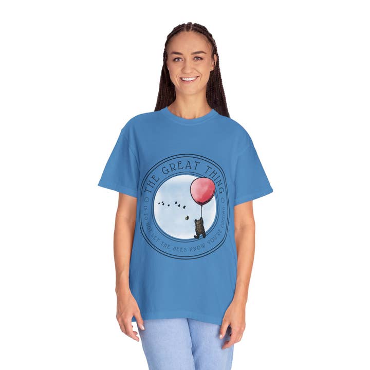 Terry Heath Art – wholesale T-shirts med screentryck – Unisex – Klassisk Nalle Puh litterär T-shirt, A Milne Citat The Great Thing, Bookish present till bokälskare, Bookworm