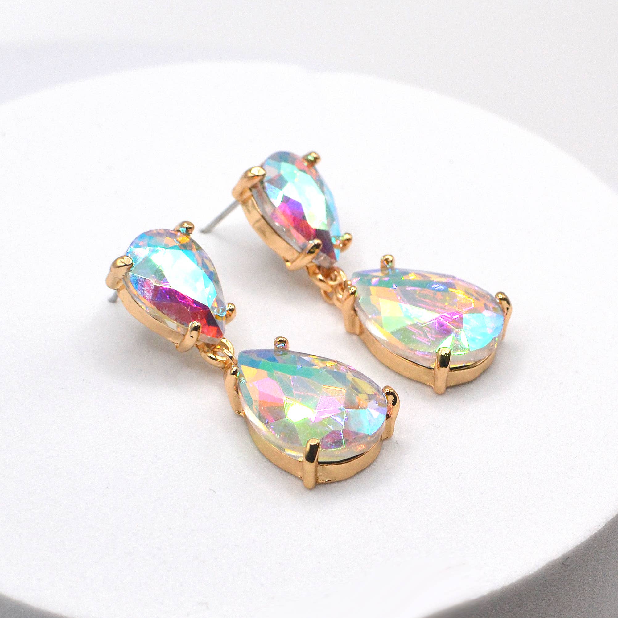 StarryNYC - Wholesale Dangle Earrings - Teardrop Glass Stone Dangle Crystal Bridal Earrings1