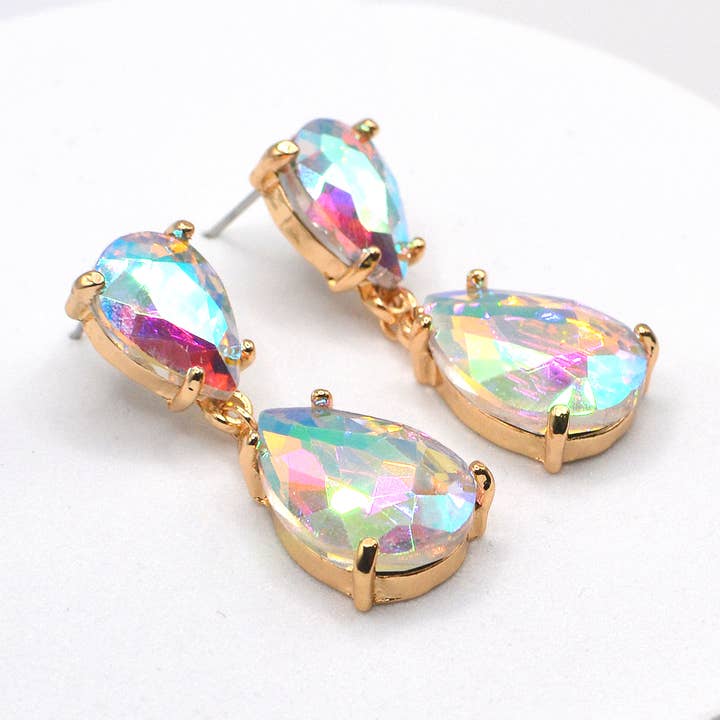 Orecchini da sposa pendenti con cristallo a goccia di vetro per la vendita all'ingrosso da parte di StarryNYC