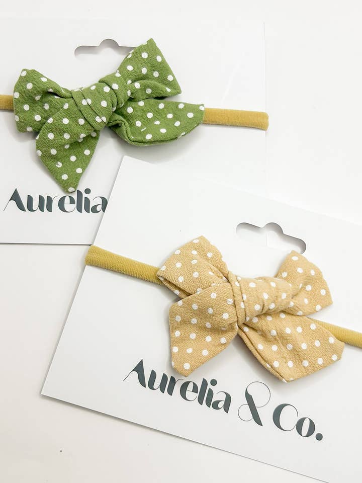 Faixa de Cabelo para Bebé com Laço de Algodão Pontilhado por atacado de Aurelia & Co. Baby