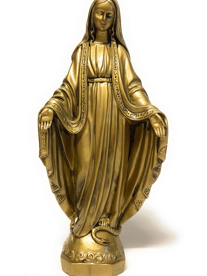 Miraculous Madonna statue 33 cm in bronzed resin for wholesale by Costa Articoli Religiosi