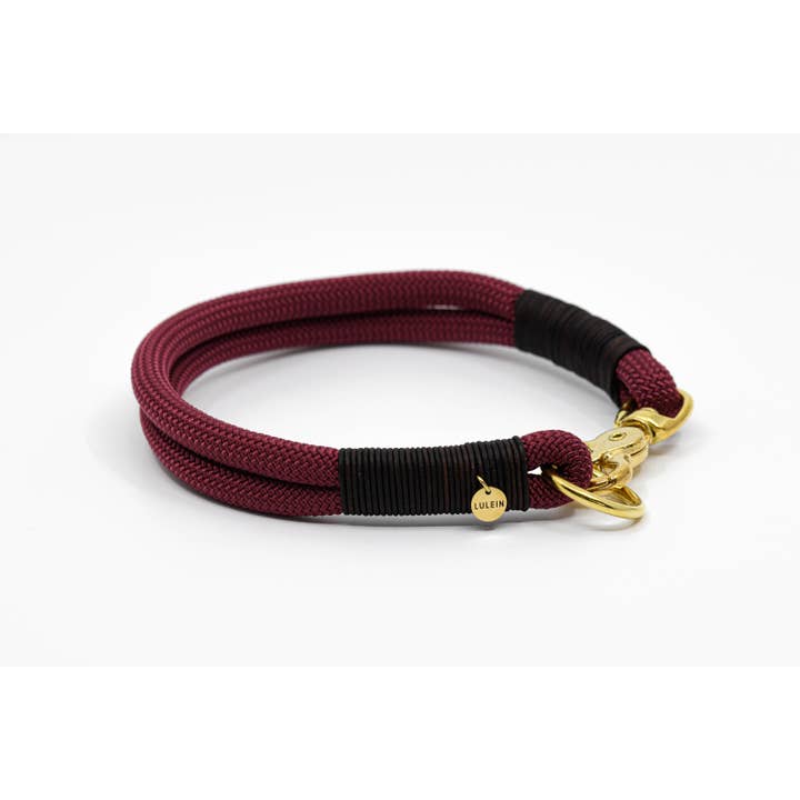 Halsband Halsung in sangria-rood met donkerbruine leren afwerking voor wholesale door Lulein