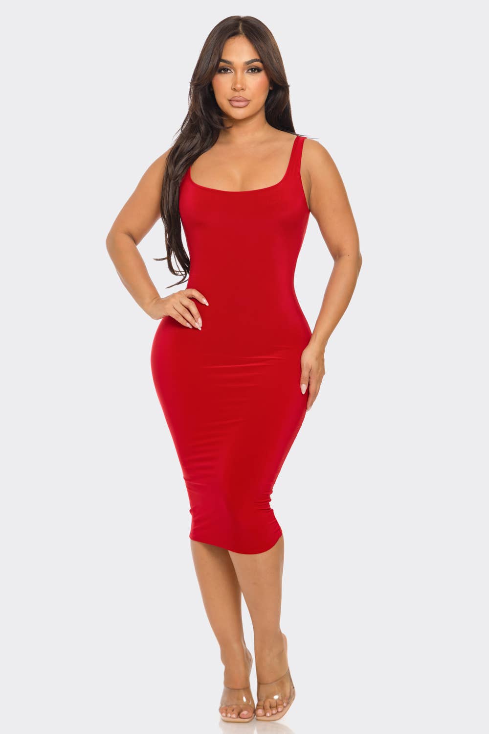 Uptown Apparel - Wholesale Dress - Women's - D11036 Tank Double Layer Midi Dress22