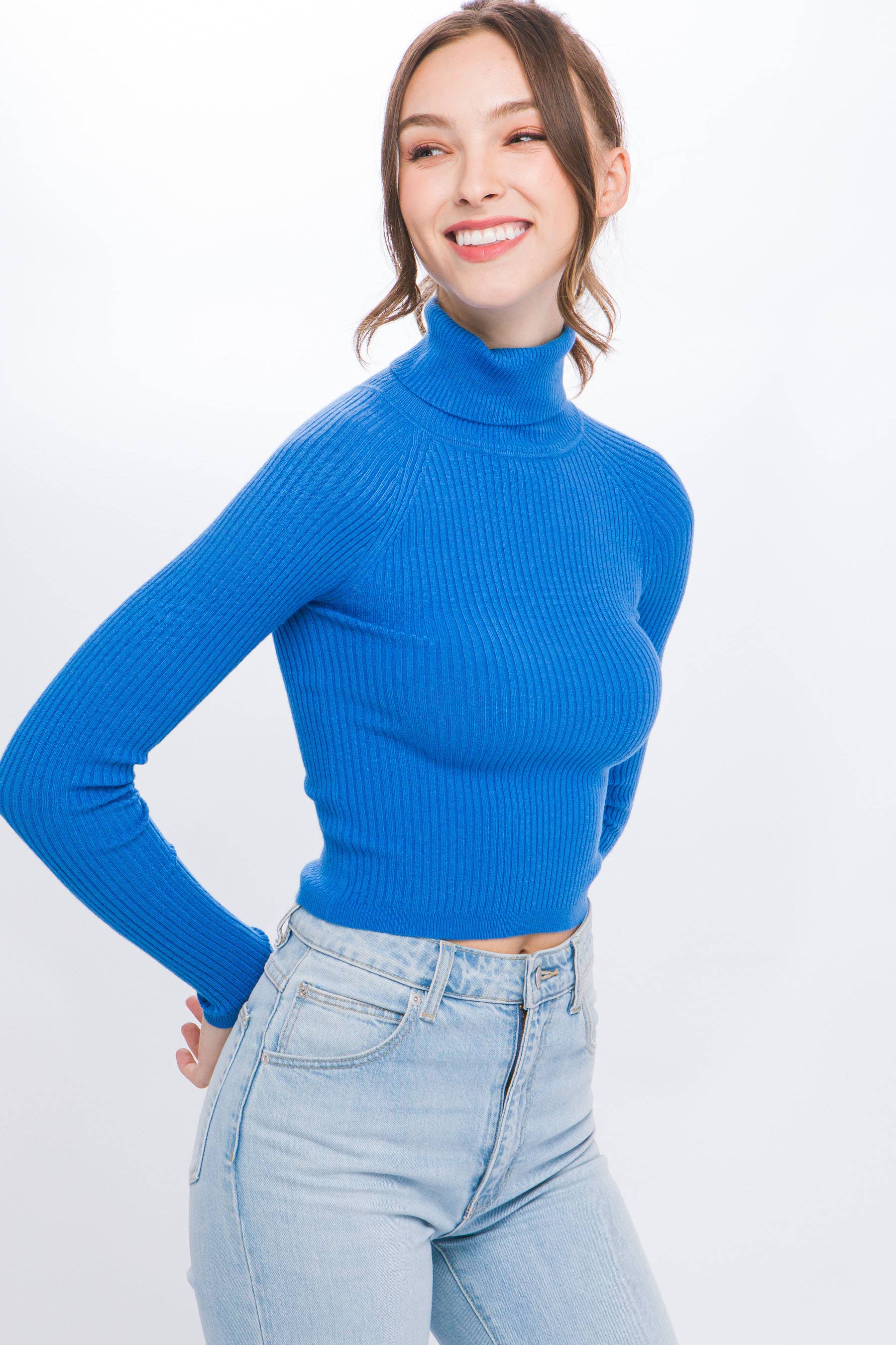 42POPS - Wholesale Knit Top - Women's - '._ Ribbed Turtle neck Top As shown3