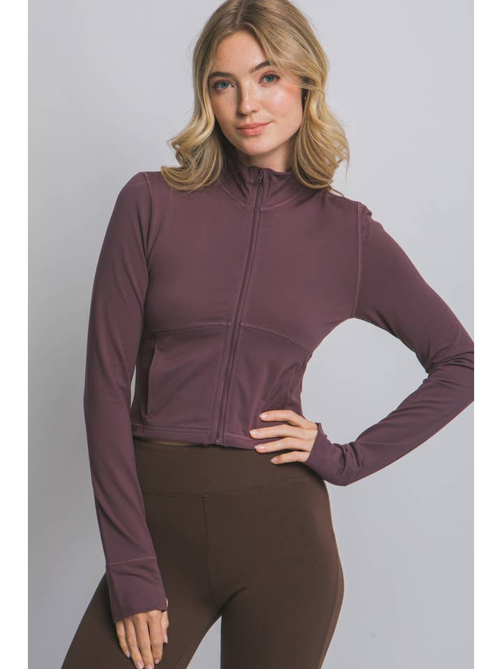 42POPS - Wholesale Jacket - Women's - 1002 Active Mock Neck Full Zip Thumb Hole Jacket w/ Pockets SI-278