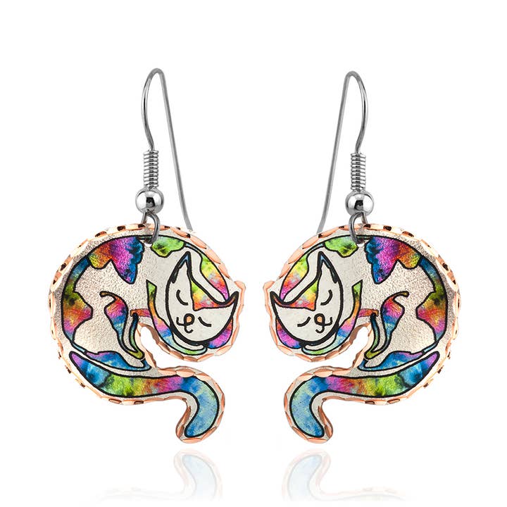 CA 268 Ohrstecker für schlafende Katzen für den Großhandel von COPPER ARTS INC.