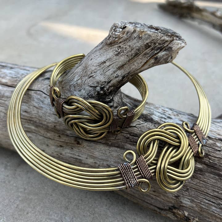 Lungta Imports - Wholesale Jewelry Set - Handcrafted Necklace Cuff Bracelet Set Vintage Boho Ethnic