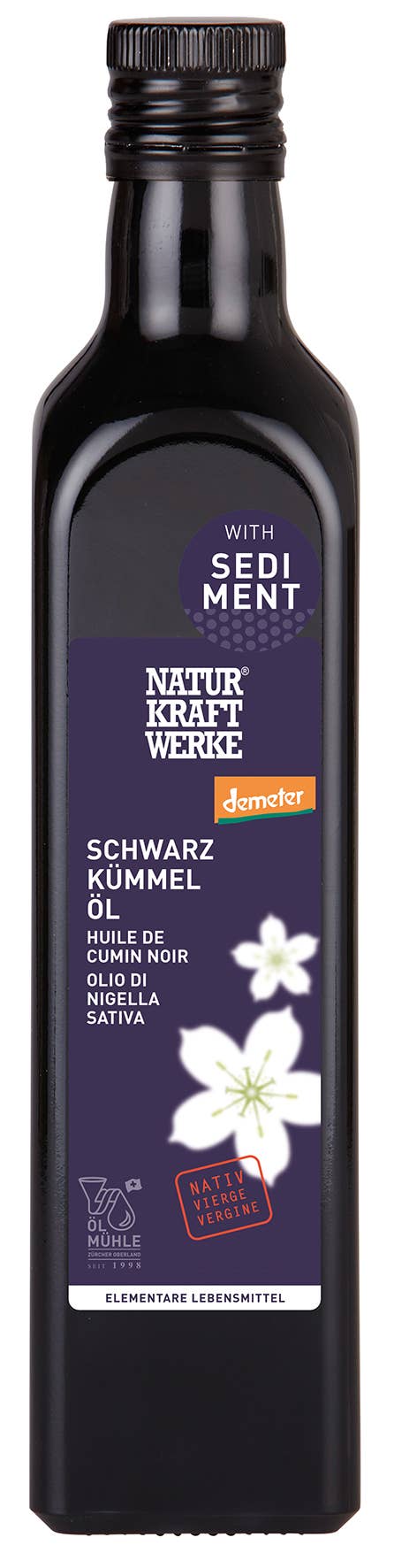 NaturKraftWerke - Wholesale Cooking Oil - Black cumin oil native with sediment 500 ml Demeter1