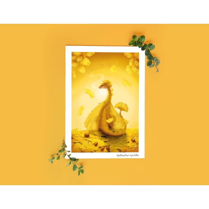 Gynko Leaf Dragon Artprint for wholesale by Digitaldreamcloud