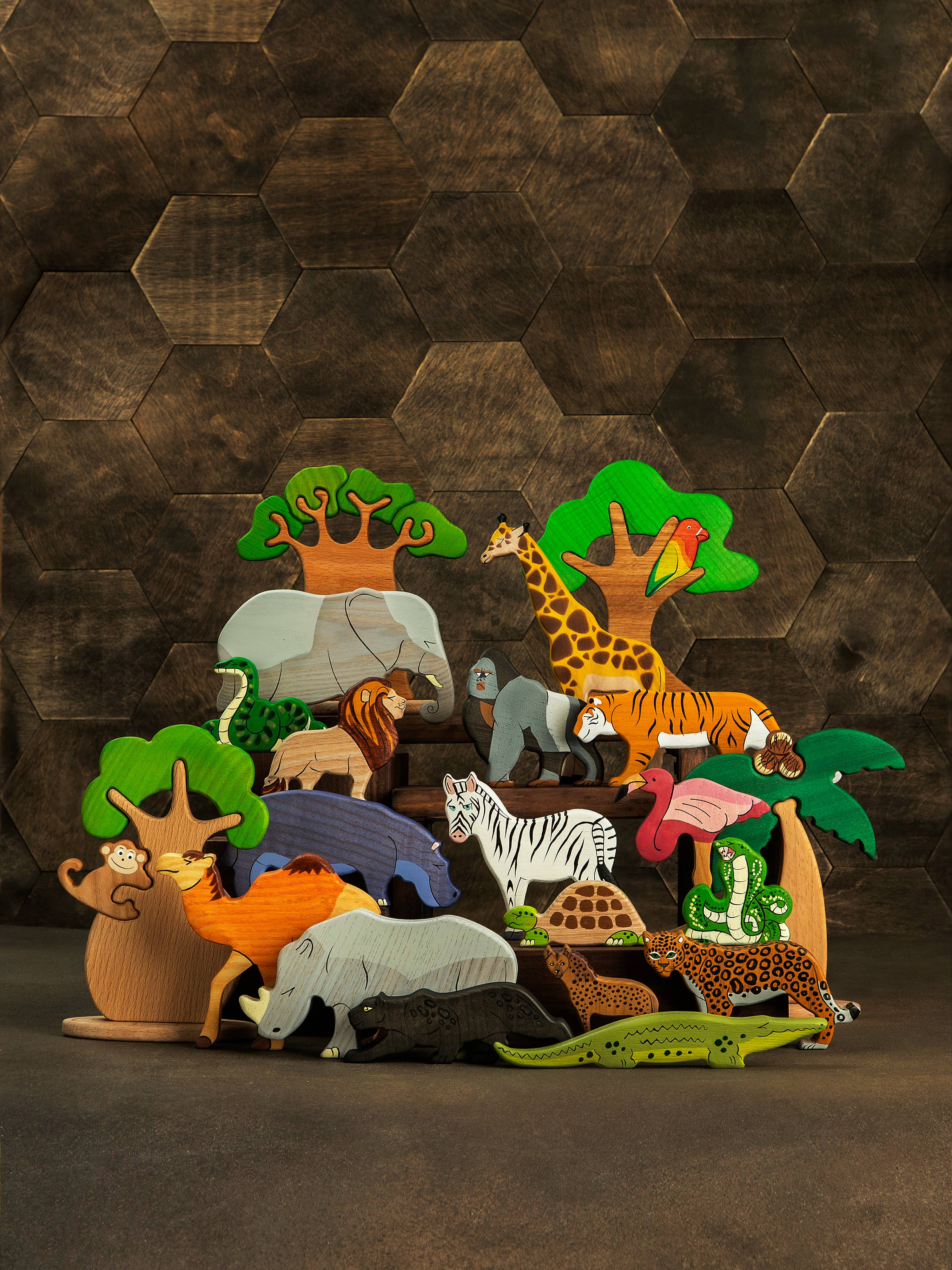 Wooden Caterpillar Toys - Wholesale Wood Toy - Kids - Wooden toy Lion figurine Safari animal toys African animals1