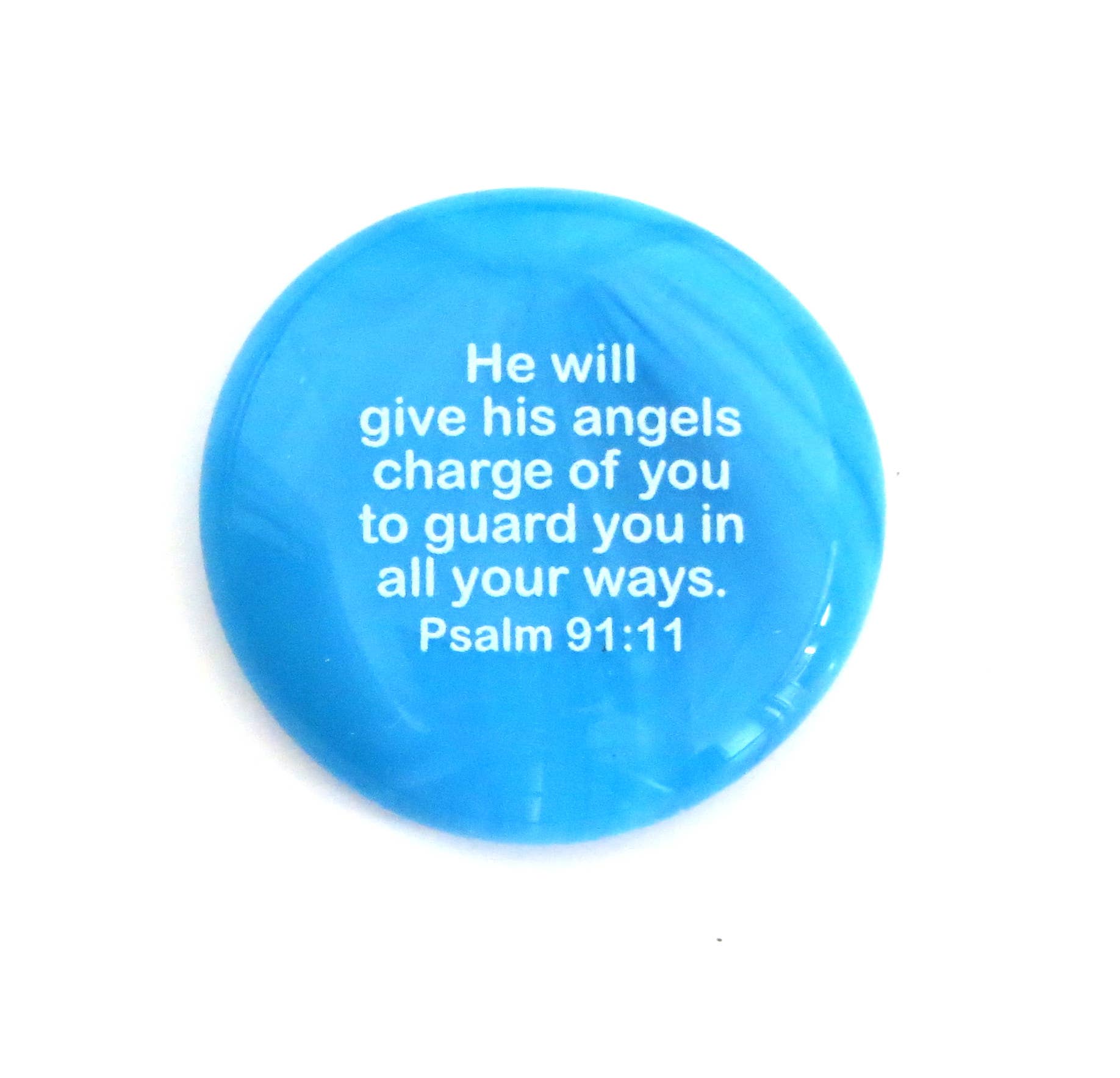 Lifeforce Glass, Inc. – wholesale Keepsake coin/token – Scripture Glass Stone: He Will Give His Angels...Psalm 91:118