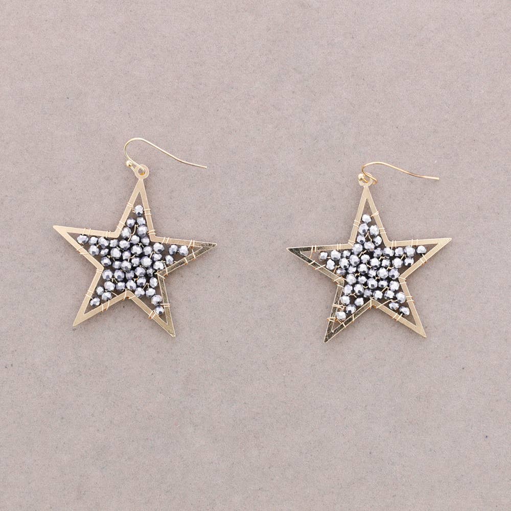 Sonata - Wholesale Snap Jewelry - Star Earrings Metal Faceted Crystals5