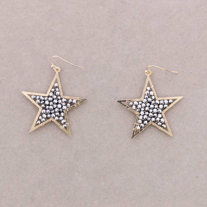 Sonata - Wholesale Snap Jewelry - Star Earrings Metal Faceted Crystals5
