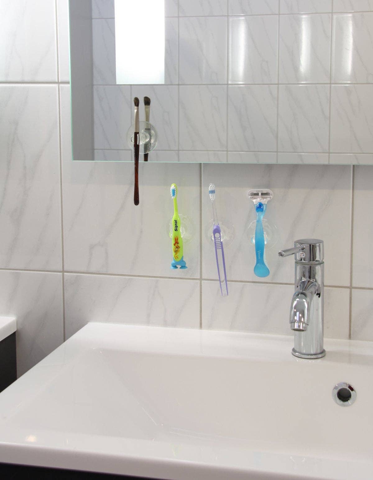 Zenker - Vente Support de brosse à dents - Porte-brosse à dents avec ventouse Fackelmann Tecno2