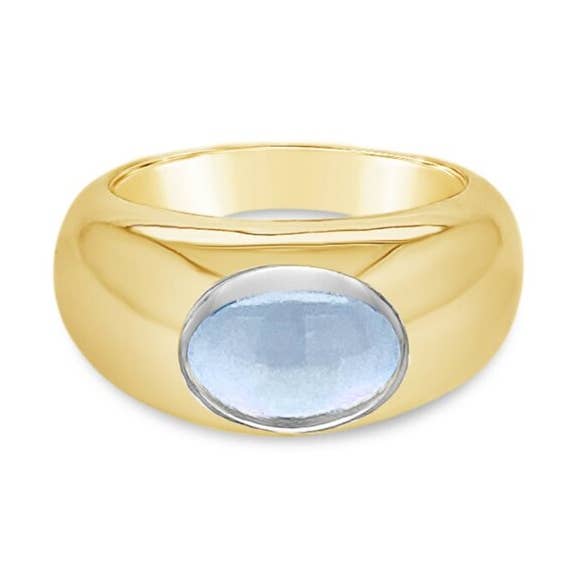 Gold and Sky Blue Topaz modern band ring for wholesale by Gem Bazaar Jewellery
