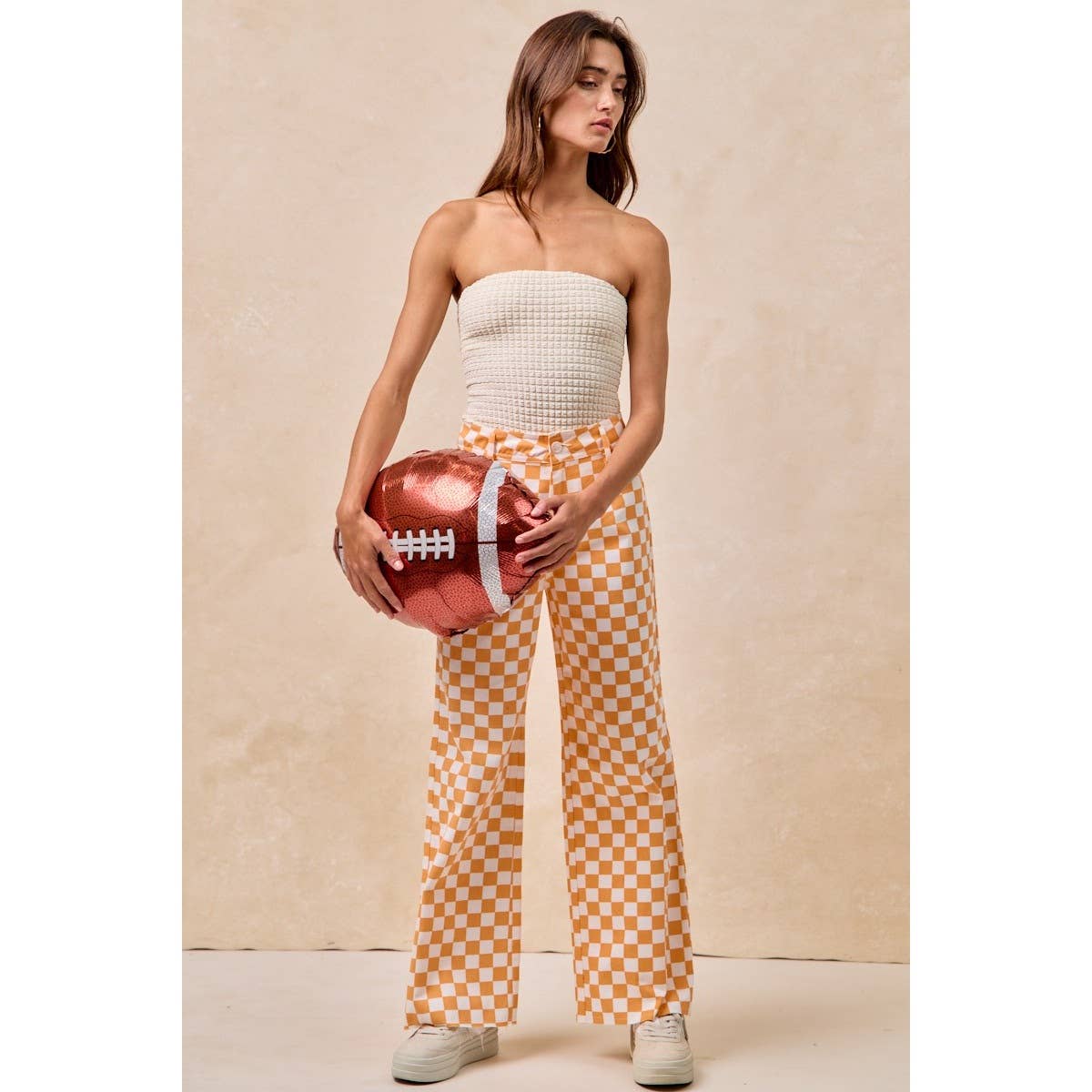 ORANGE Spieltag Thema Karierte Druckhose für den Großhandel auf Faire1