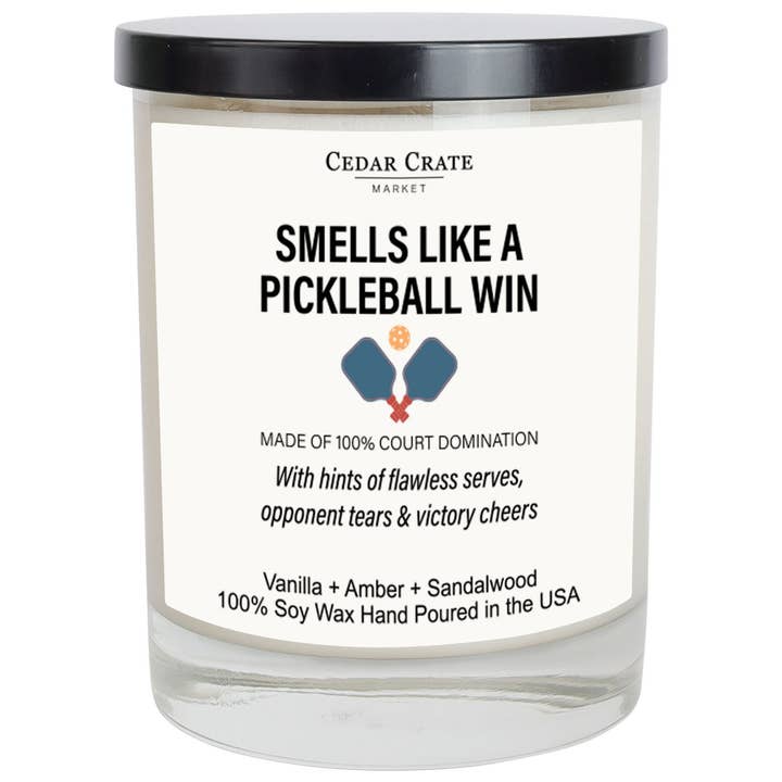 Smells Like A Pickleball Win White Candle for wholesale by Cedar Crate Market