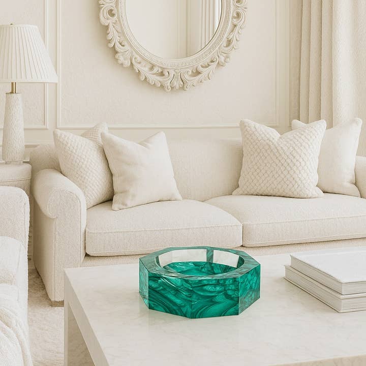 Octagon Acrylic Bowl, Malachite for wholesale by Maven Home