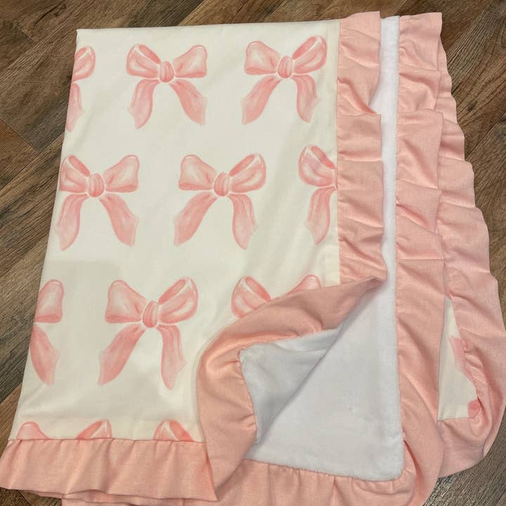 Liz And Roo - Wholesale Cot/Crib Sheets - Petal Pink Bows Bamboo Crib Sheet2