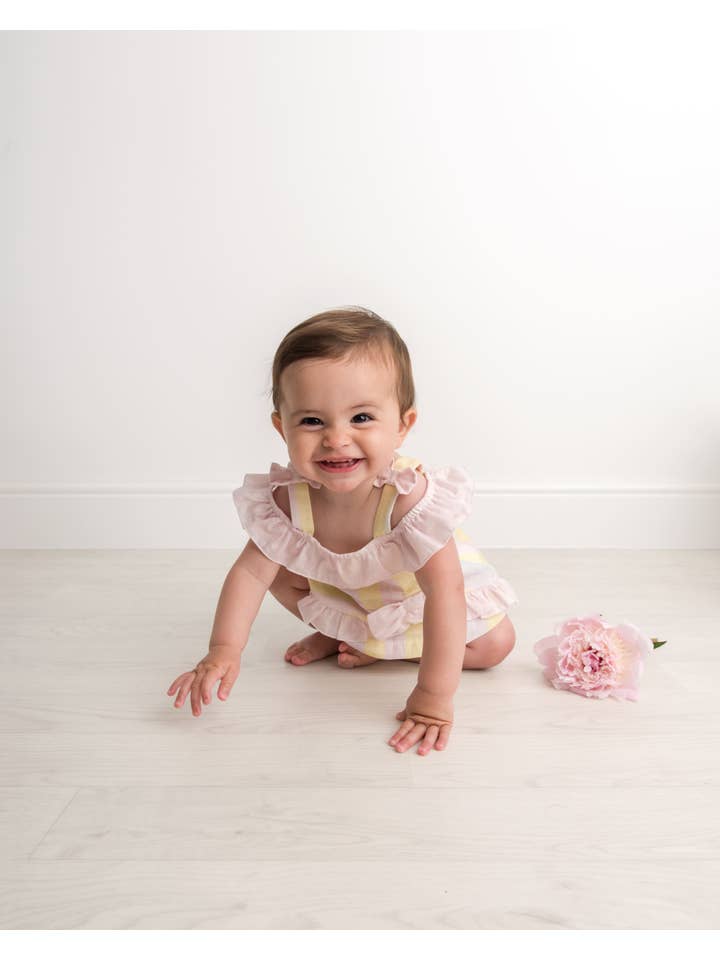 Caramelo Kids – wholesale Klädesset - Baby – Candy Stripe Cold Shoulder Jampant Set