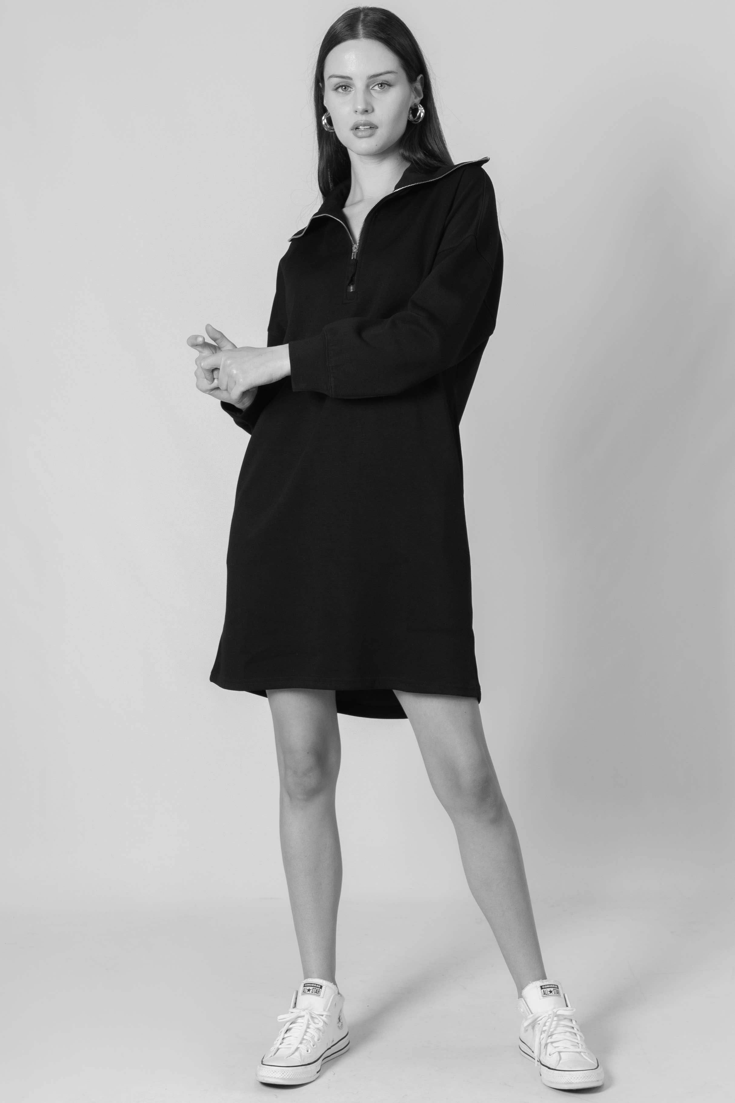 P. CILL - Wholesale Dress - Women's - P. CILL Butter Modal Quarter Zip Up Long Sleeve Dress7