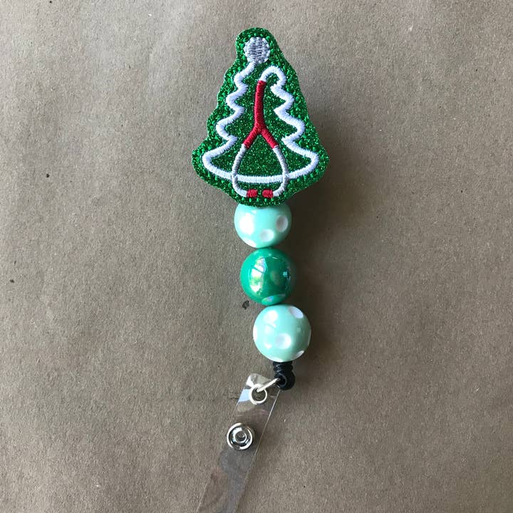 I Love Books and Bows - Wholesale Badge Accessory - Women's - Badge Reel - Christmas stethoscope green