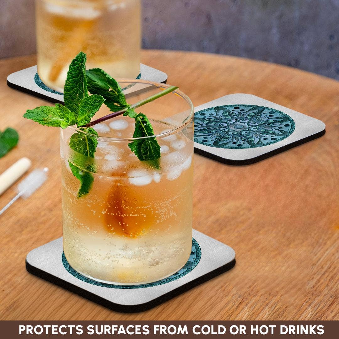 3dRose - Wholesale Coasters - 3dRose, Glamorous Sea Horse Mandala In Shades Of Blue, Coaster9