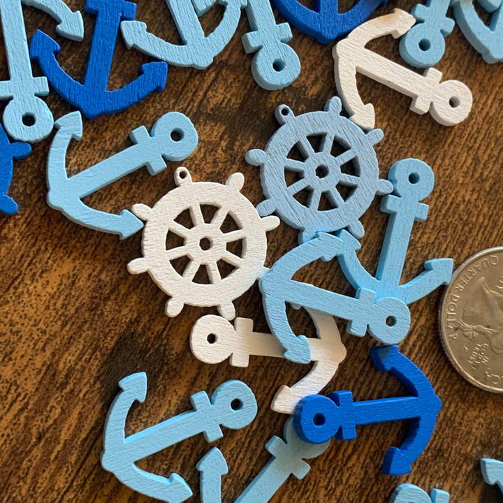 Magnifique Hearts - Wholesale Sewing Button/Snap - Nautical Themed Wooden Buttons, Marine Sea, Anchor And Ship4