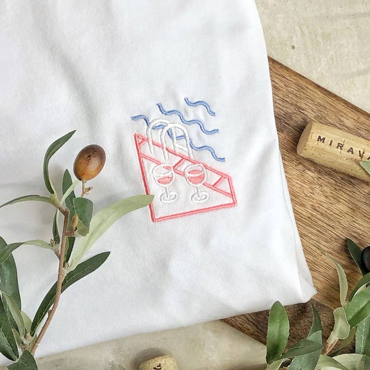T-shirt Brodé - Rosé Piscine pour la vente par Juste un t-shirt