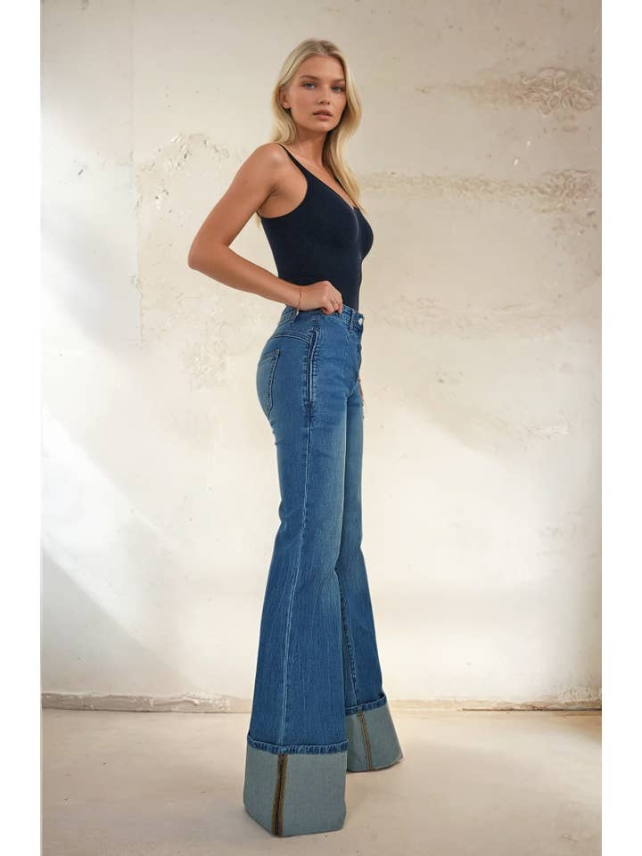 WISTERIA LANE - Wholesale Jeans - Women's - PREMIUM MID RISE CUFFED FULL LENGTH JEANS W2442PIA 1