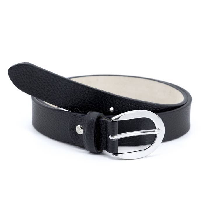 WB-NAPP-BLACK women's black leather belt for wholesale by Ortiz & Reed