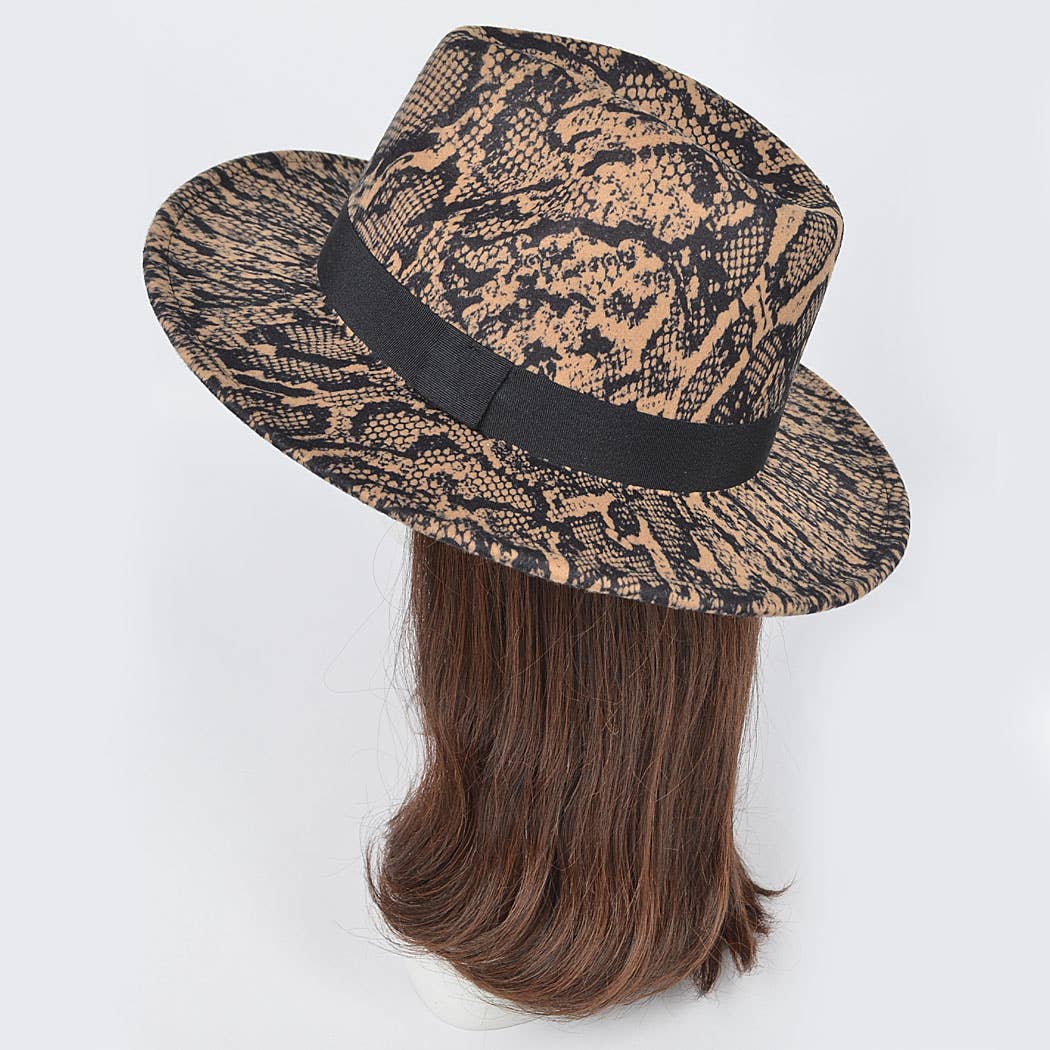 3AM BY H&D ACCESSORIES - Wholesale Fedora - Women's - Snake Print Fedora Hat4