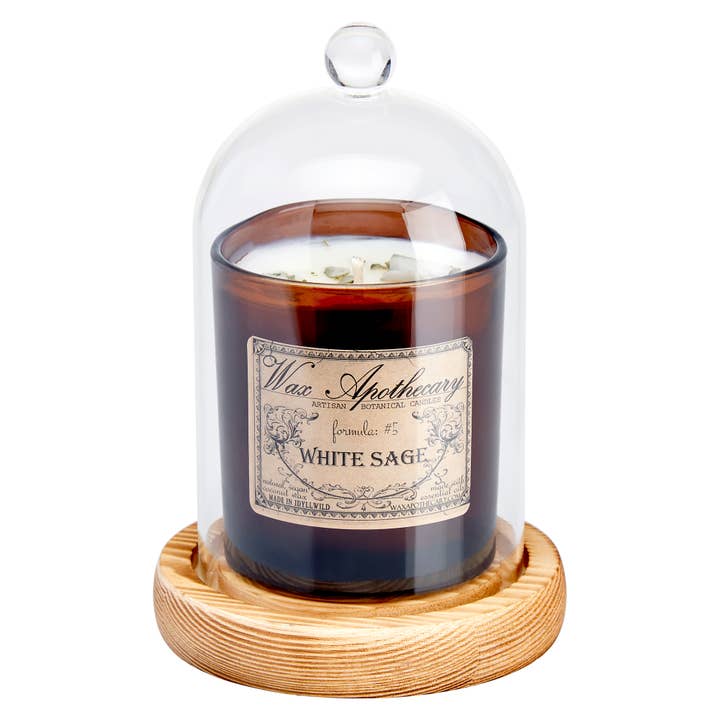 Wax Apothecary – Jarra decorativa por atacado – Campânula de vidro com base de madeira para exibição de velas6