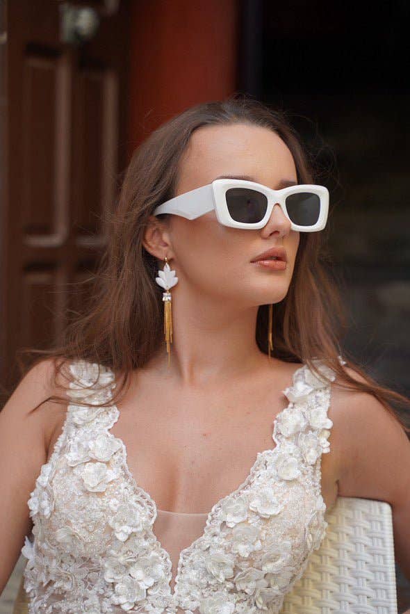 DUESTELLE ITALIA - Venta al por mayor Pendientes colgantes - Golden Cascade - Pendientes Artesanales Blanco y Oro5