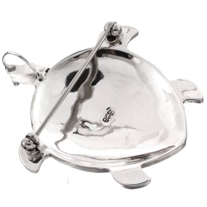 925 Silber braune Perlmutt-Einlage Schildkröte Sterling-Anhänger Brosche, 4,8 cm für den Großhandel von FifiRose