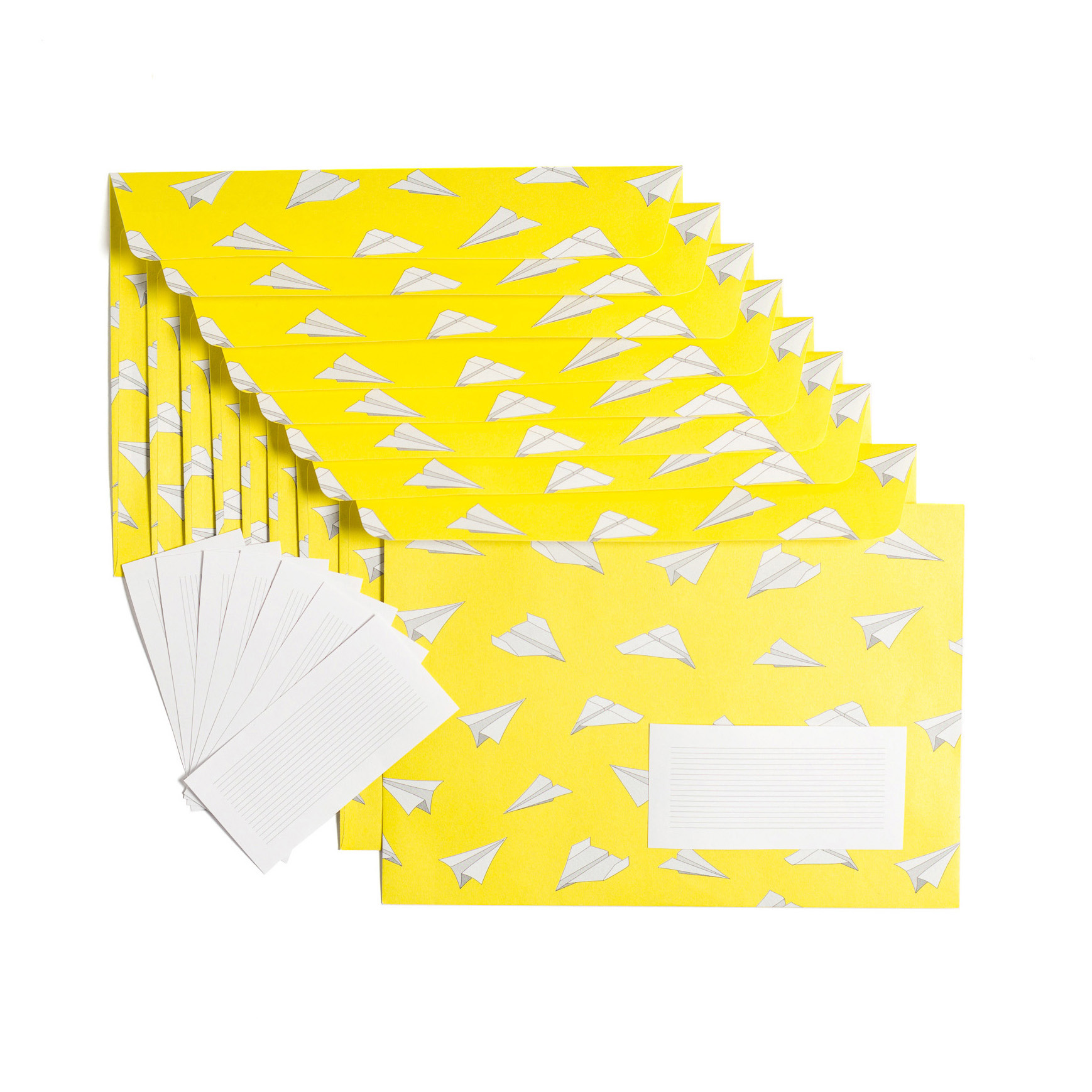 My Pretty Circus - Wholesale Envelopes - 8 yellow paper airplane envelopes - C65