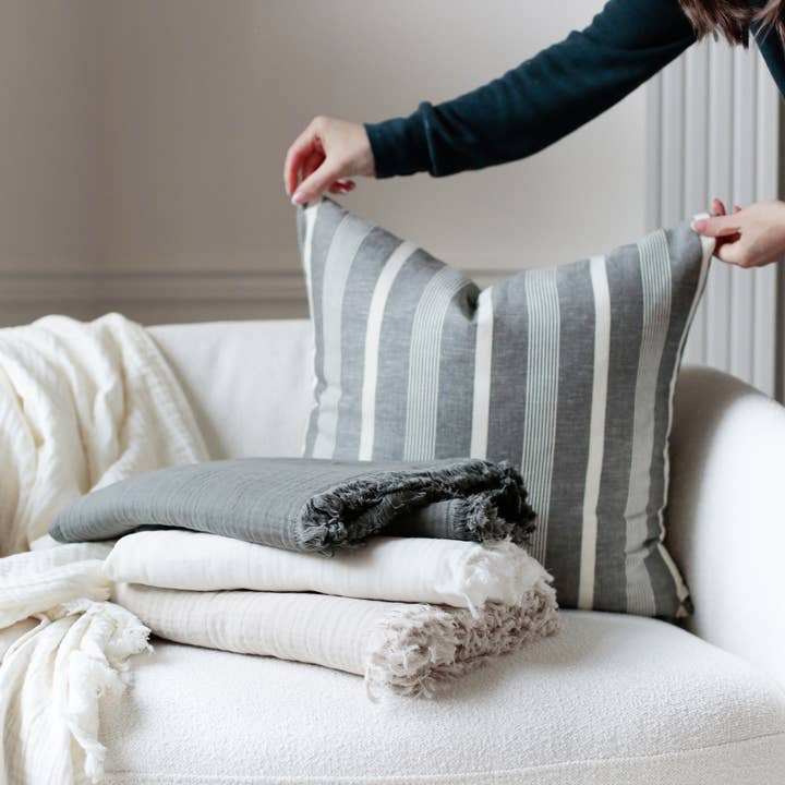 Porter Lane Home - Wholesale Throw Pillow Cover - Linen Stripe Pillow Cover | Addison4