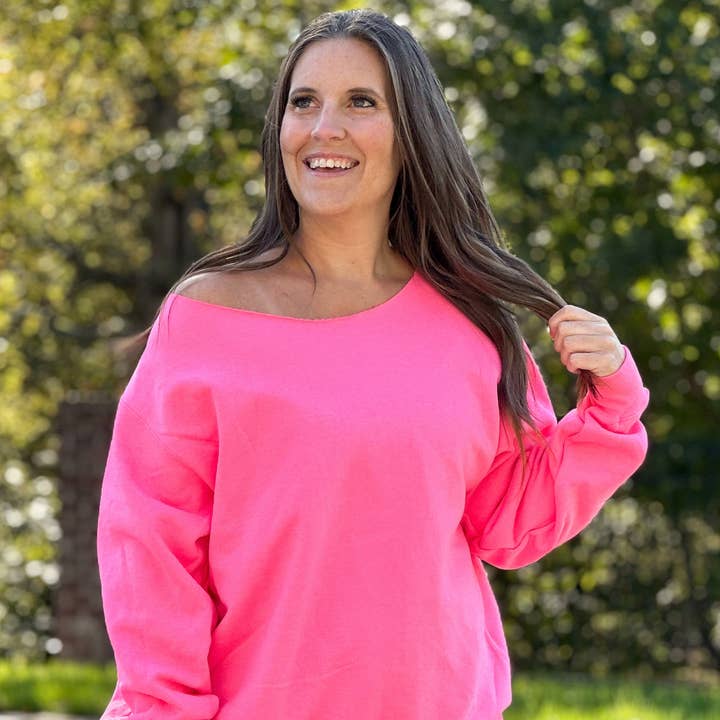 Raw Edge Off Shoulder Sweatshirt for wholesale by Glittering South