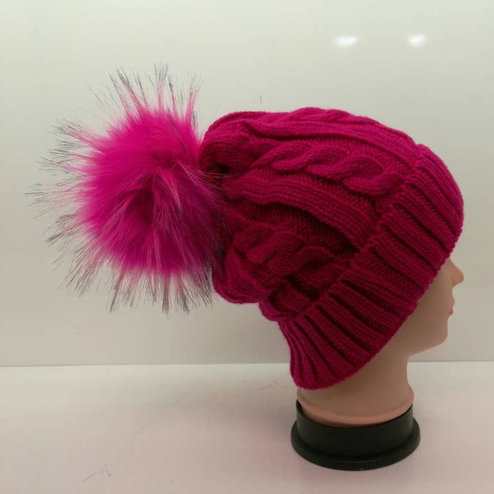 Superbia - Venta al por mayor Gorro de lana - Mujer - Sombrero con pompones a juego con forro polar de piel sintética, tejido con cable, 101