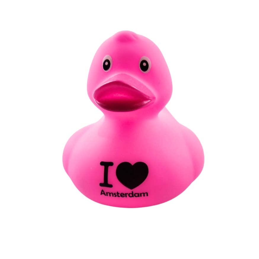 TRAAGOODS.COM - Wholesale Bath Toy - Baby - Rubber Duck - I Love Amsterdam - Pink 8cm