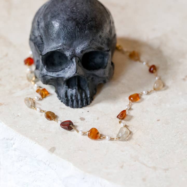 Autumn Agate Stone Necklace: Zebra Agate Grounding Stone for wholesale by The Gilded Witch