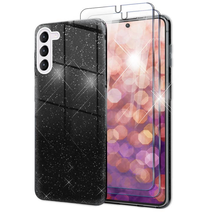 Custodia in silicone glitterata per Samsung Galaxy S23 con 2 protezioni per lo schermo per la vendita all'ingrosso da parte di SchnappFreude