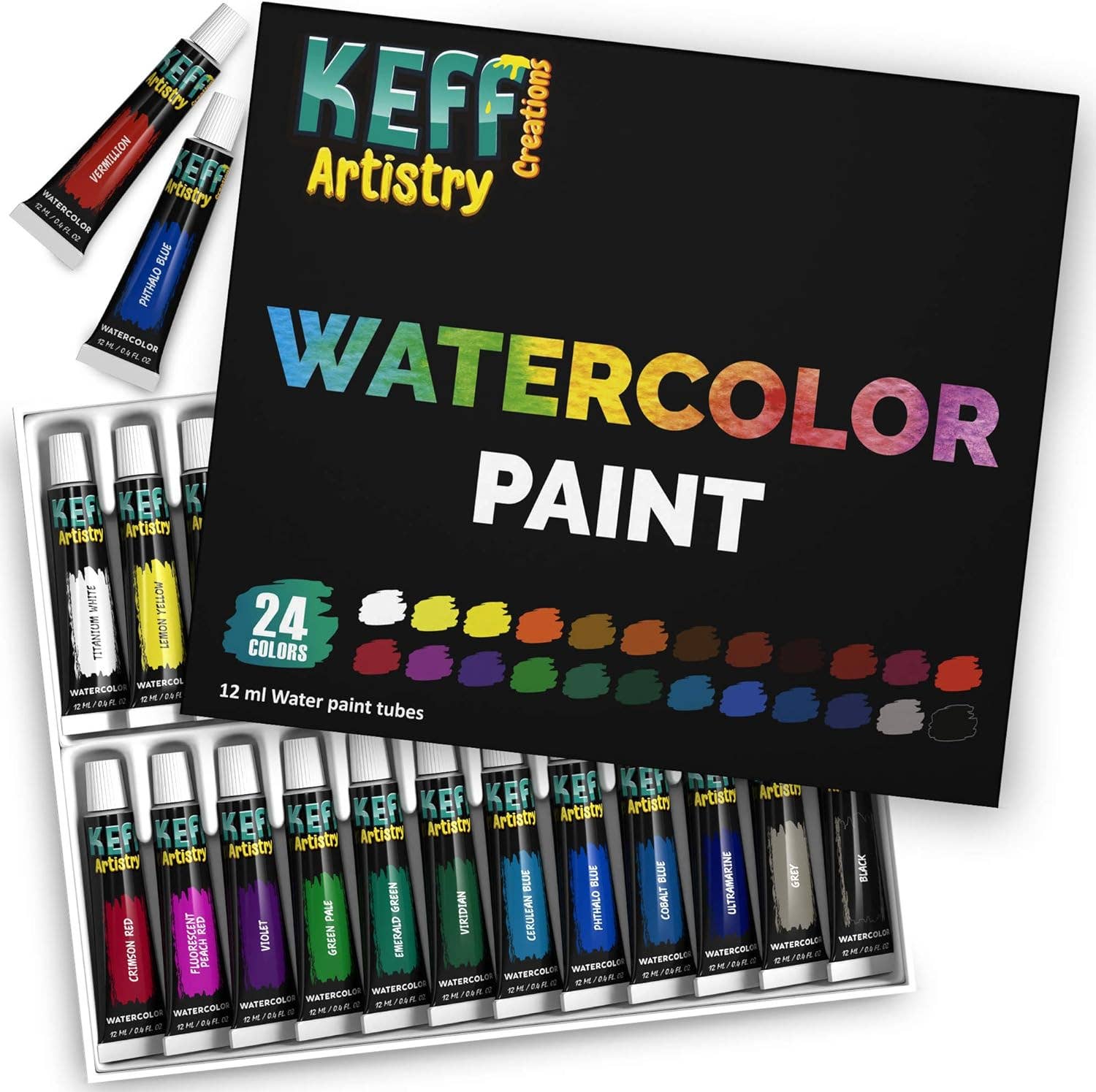 Keff Creations - Wholesale Aquarelverf - 24-delige aquarelverfset voor beginners en studenten1