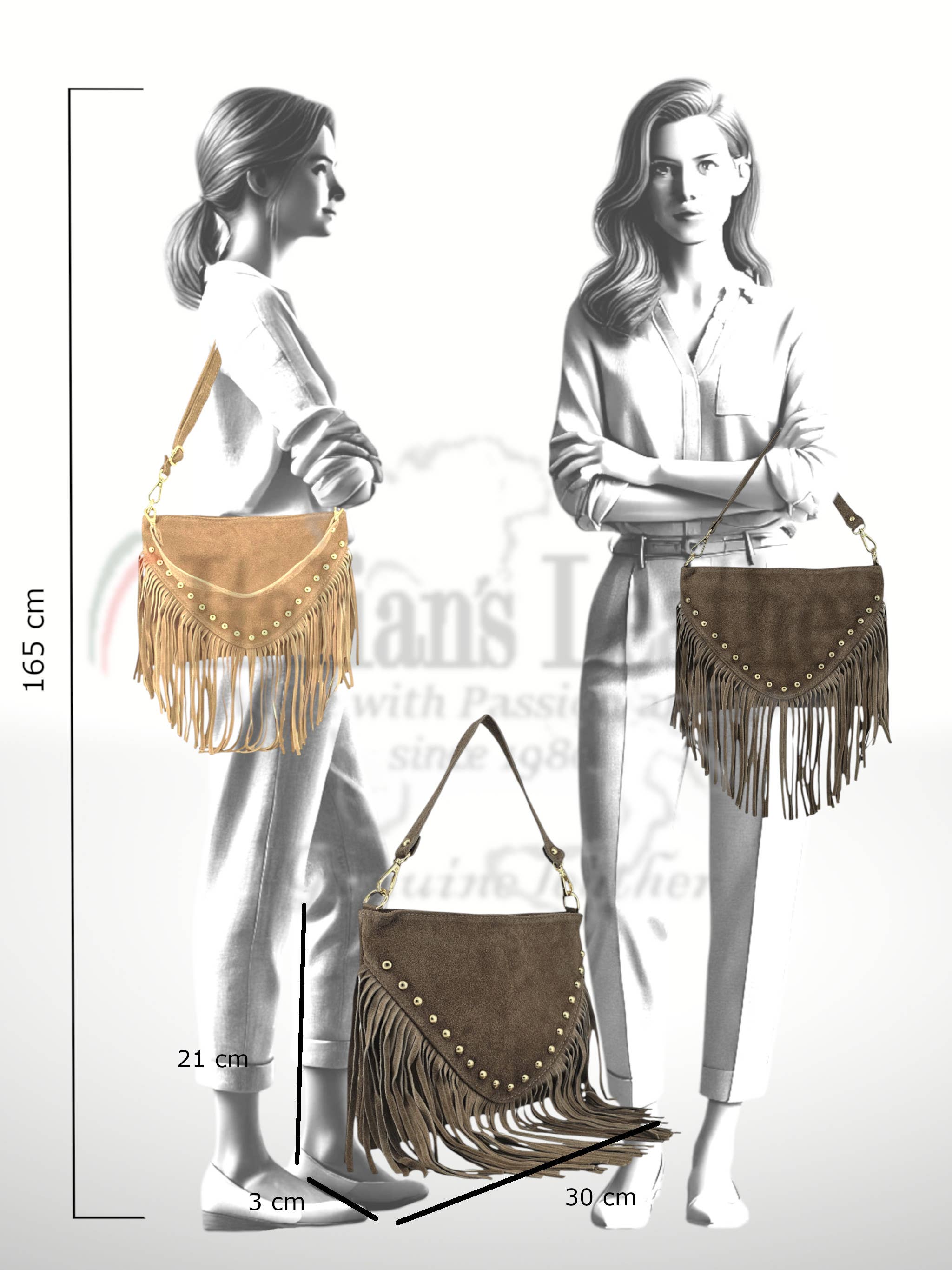 ITALIAN'S LEATHER - Wholesale Shoulder Bag - Women's - Morella suede leather shoulder bag 250825.14