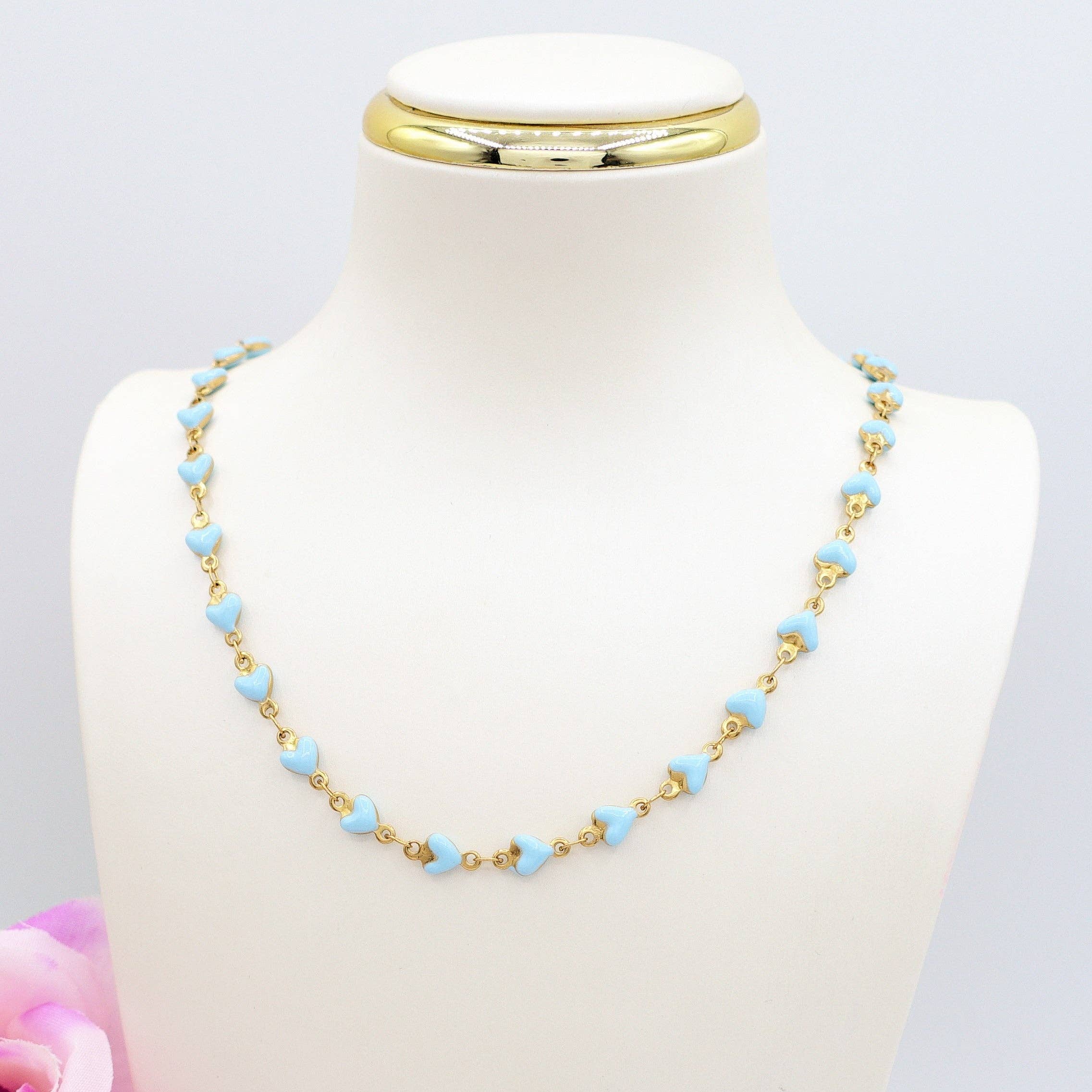 Daemon srls – Engroshandel Perlehalskæde – TAHITI~ halskæde i rustfrit stål med emaljerede hjerter11