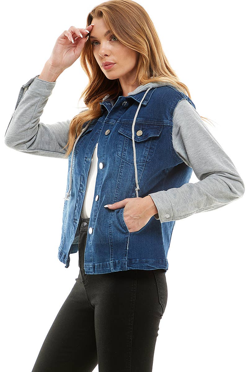 BLUE AGE - Wholesale Denim Jacket - Women's - Spandex Ladies' Denim Jacket with  Fleece Hoodie5