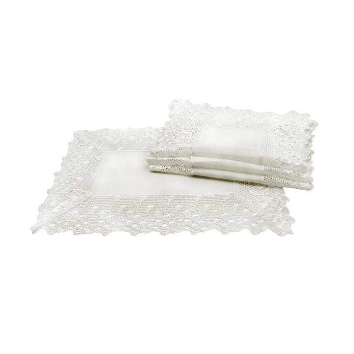 Xia Home Fashions & Manor Luxe - Venta al por mayor Manteles individuales - Juego de 4 manteles individuales con encaje enrejado de 35,5 x 50,6 cm