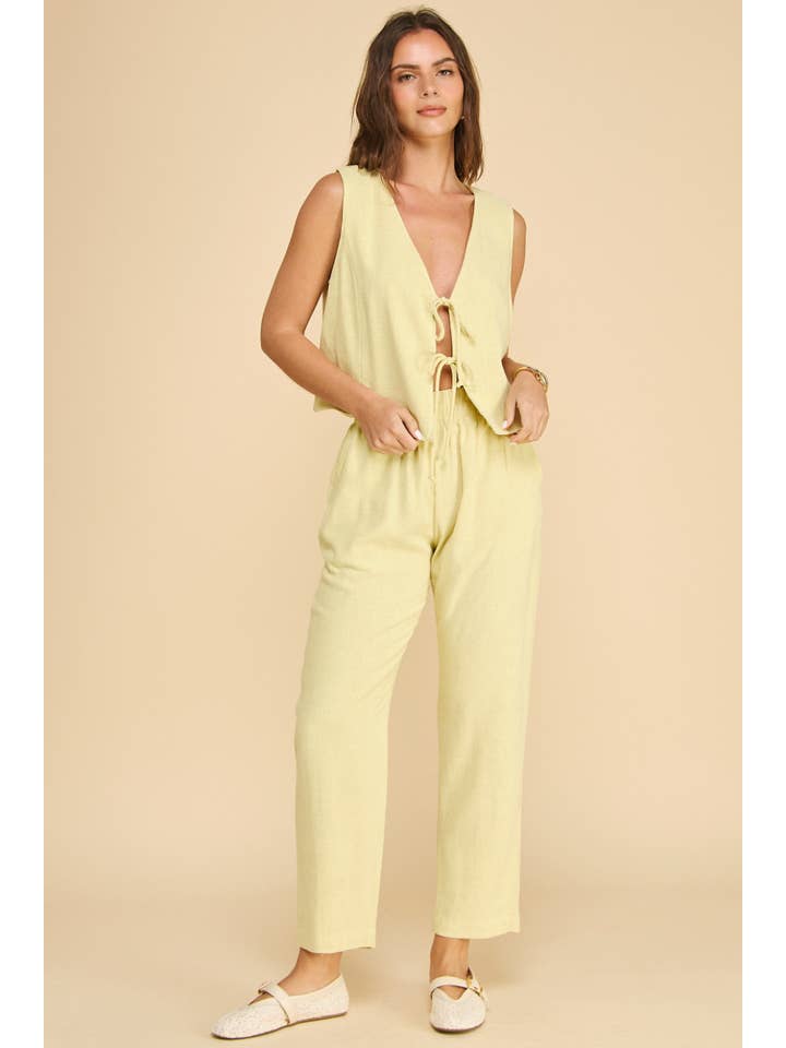 ISB1349 Linen Tie Vest Yellow for wholesale on Faire