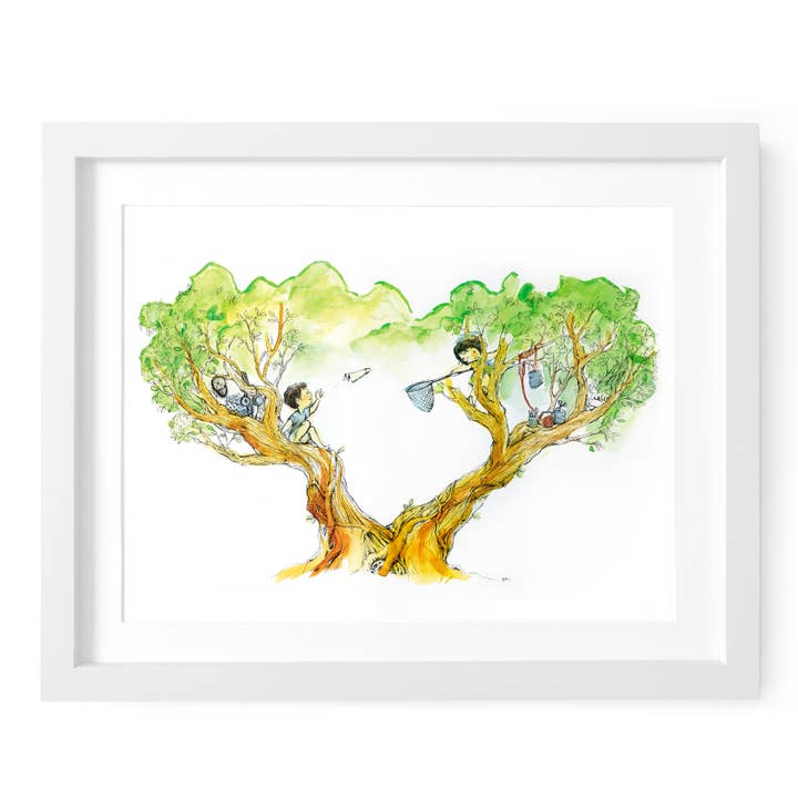 Communicating by Paper Plane Art Print for wholesale by Le Petit Elefant