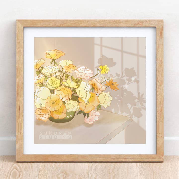 Sollys buket plakat for engroshandel hos Sundrop Studios